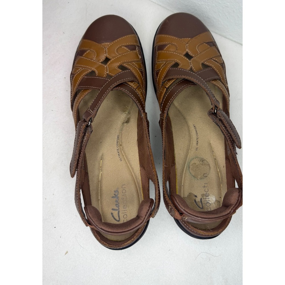 Clarks Fisherman Sandals Women's 10 Brown Good Woven Leather Comfort Strappy